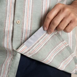 Argino Hemd mit kurzem Ärmel für Herren | Lichen Green Stripe