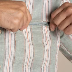 Argino Hemd mit kurzem Ärmel für Herren | Lichen Green Stripe