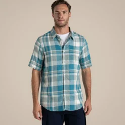 Argino Hemd mit kurzem Ärmel für Herren | Tranquil Blue Check