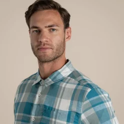 Argino Hemd mit kurzem Ärmel für Herren | Tranquil Blue Check