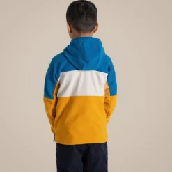 Bindloe Fleecejacke mit Kapuze für Kinder | Howlite Blue / Warbler Yellow