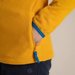 Bindloe Fleecejacke mit Kapuze für Kinder | Howlite Blue / Warbler Yellow