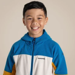 Bindloe Fleecejacke mit Kapuze für Kinder | Howlite Blue / Warbler Yellow