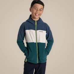 Bindloe Fleecejacke mit Kapuze für Kinder | Blue Navy / Deep Ocean Green