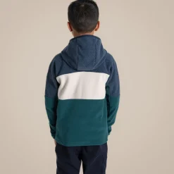 Bindloe Fleecejacke mit Kapuze für Kinder | Blue Navy / Deep Ocean Green