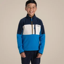 Bromley Fleece mit halbem Reißverschluss für Kinder | Blue Navy / Howlite Blue