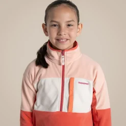 Bromley Fleece mit halbem Reißverschluss für Kinder | Pink Peach / Deep Coral