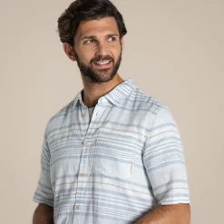 Cartwright-Kurzarmhemd für Herren | Niagara Blue Stripe