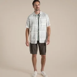 Cartwright-Kurzarmhemd für Herren | Lichen Green Stripe