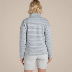Daisy-Fleecejacke mit halbem Reißverschluss für Damen | Storm Grey Stripe