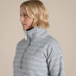 Daisy-Fleecejacke mit halbem Reißverschluss für Damen | Storm Grey Stripe