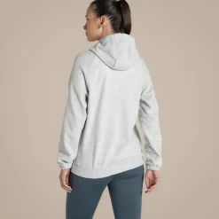 Damen-Fleecejacke Esk mit Kapuze und halbem Reißverschluss | Lunar Grey