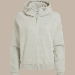Damen-Fleecejacke Esk mit Kapuze und halbem Reißverschluss | Lunar Grey