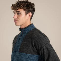 Esk-Fleecejacke mit halbem Reißverschluss für Herren | Blue Stone