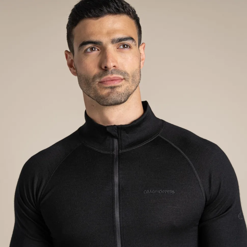 Expert Merino Half Zip Langarm-Baselayer II für Herren | Black