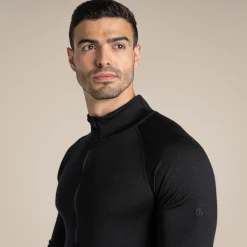 Expert Merino Half Zip Langarm-Baselayer II für Herren | Black