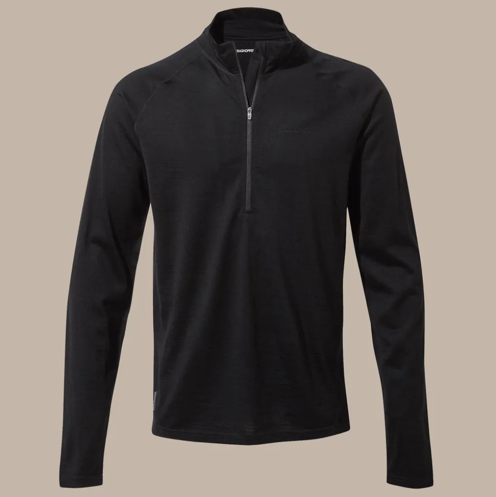 Expert Merino Half Zip Langarm-Baselayer II für Herren | Black