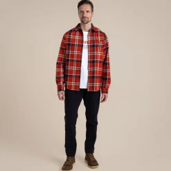 Gage Hemd mit langem Ärmel | Carnelian Orange Check