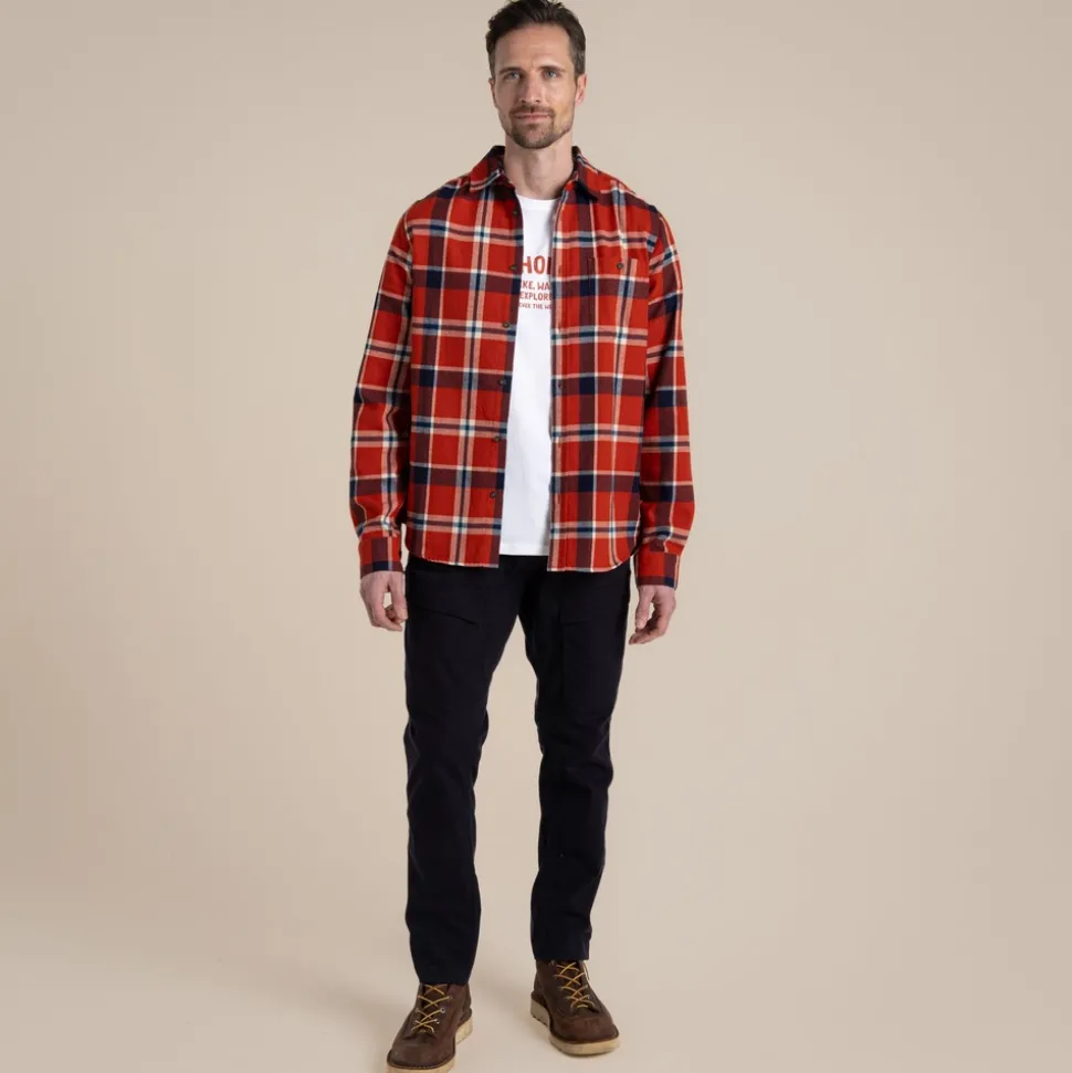 Gage Hemd mit langem Ärmel | Carnelian Orange Check