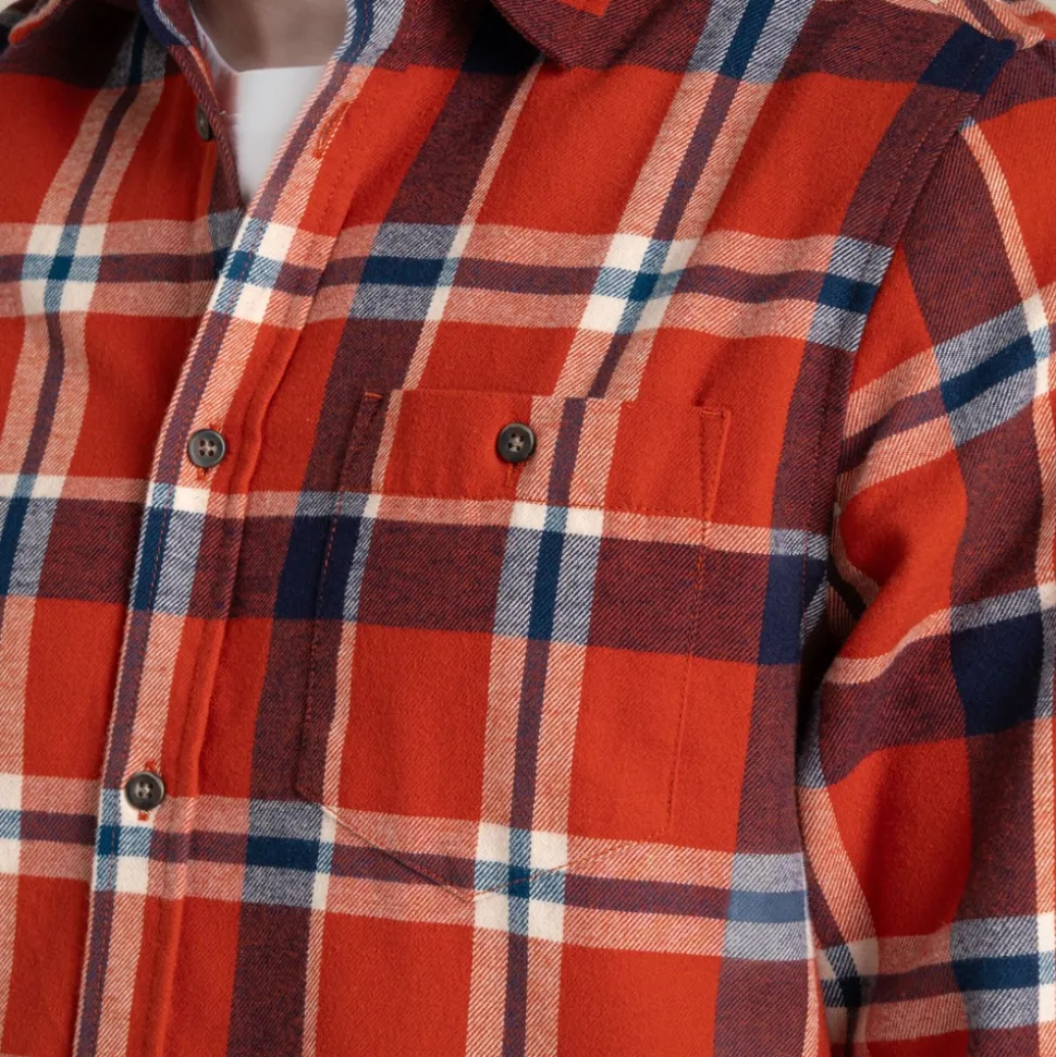Gage Hemd mit langem Ärmel | Carnelian Orange Check