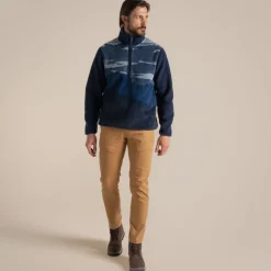 Hathers Half Zip Fleece für Herren | Blue Navy Print