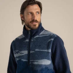Hathers Half Zip Fleece für Herren | Blue Navy Print