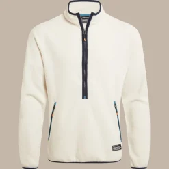 Herren CO2 Renu Fleece mit halbem Reißverschluss | Ecru / Tourmaline Blue