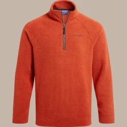 Herren Karlton Fleece mit halbem Reißverschluss | Carnelian Orange