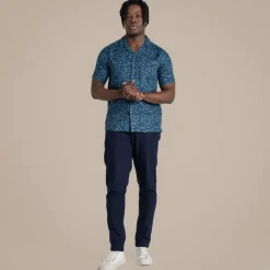 Herren NosiBotanical Pasport Kurzarm Hemd | Poseidon Blue Print