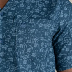 Herren NosiBotanical Pasport Kurzarm Hemd | Poseidon Blue Print