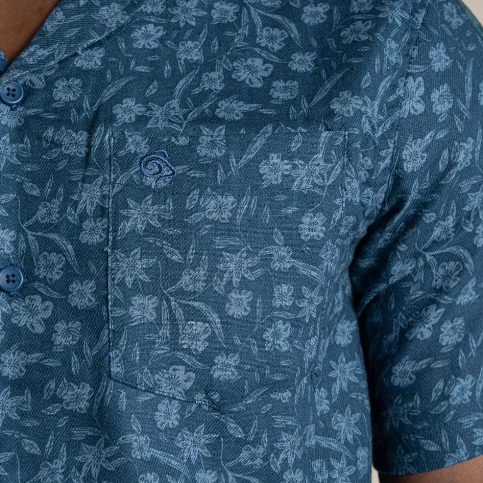 Herren NosiBotanical Pasport Kurzarm Hemd | Poseidon Blue Print