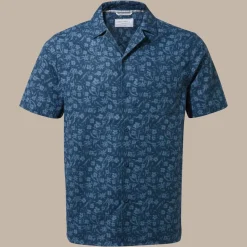 Herren NosiBotanical Pasport Kurzarm Hemd | Poseidon Blue Print