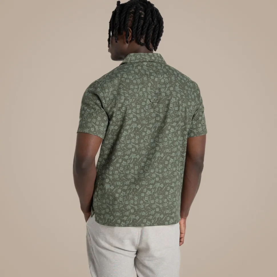 Herren NosiBotanical Pasport Kurzarm Hemd | Parka Green Print