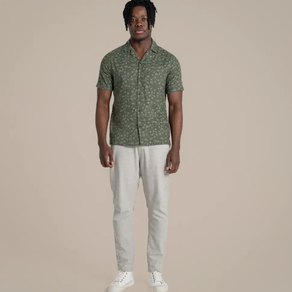 Herren NosiBotanical Pasport Kurzarm Hemd | Parka Green Print