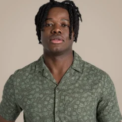 Herren NosiBotanical Pasport Kurzarm Hemd | Parka Green Print