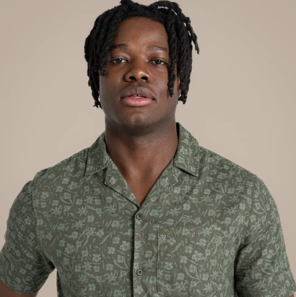 Herren NosiBotanical Pasport Kurzarm Hemd | Parka Green Print