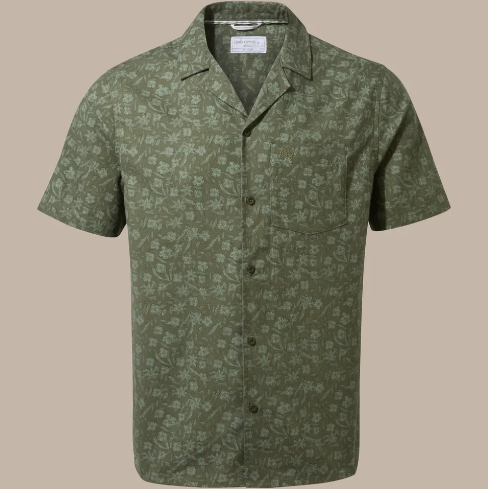 Herren NosiBotanical Pasport Kurzarm Hemd | Parka Green Print