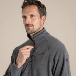 Herren-Fleecejacke Corey VI mit halbem Reißverschluss | Black Pepper Marl