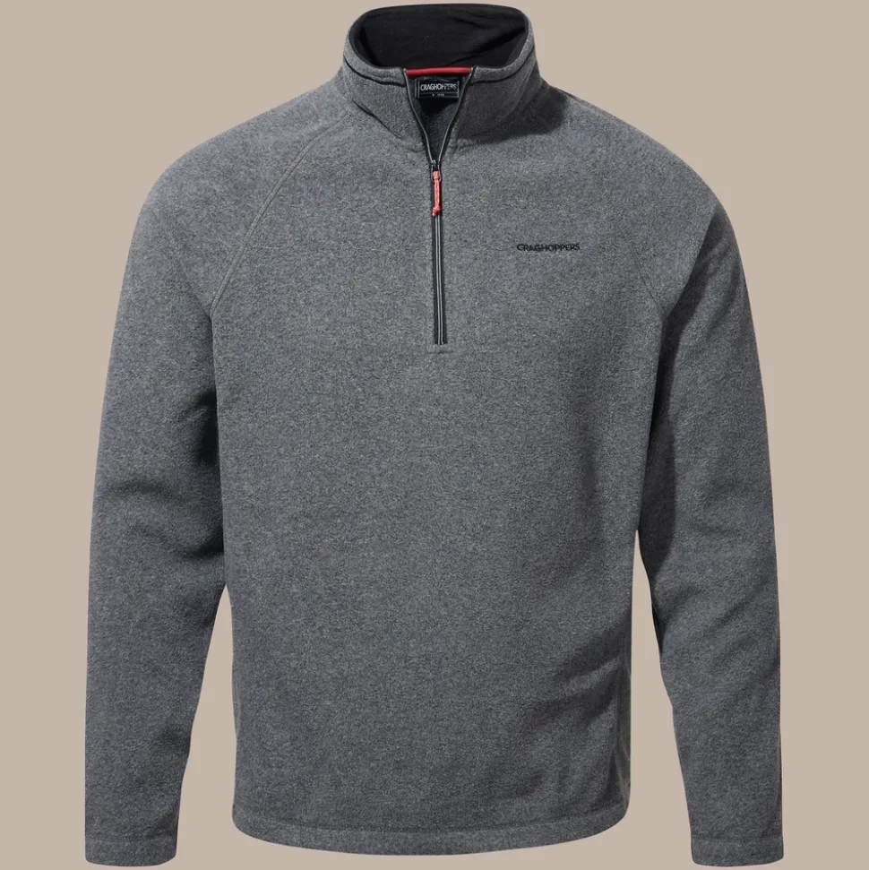 Herren-Fleecejacke Corey VI mit halbem Reißverschluss | Black Pepper Marl