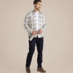 Kiwi Hemd mit langem Ärmel und Karomuster | Soft Grey Marl Check