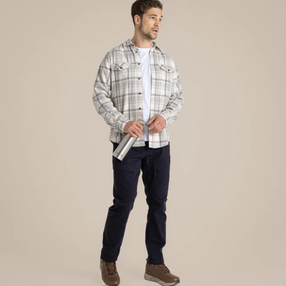 Kiwi Hemd mit langem Ärmel und Karomuster | Soft Grey Marl Check