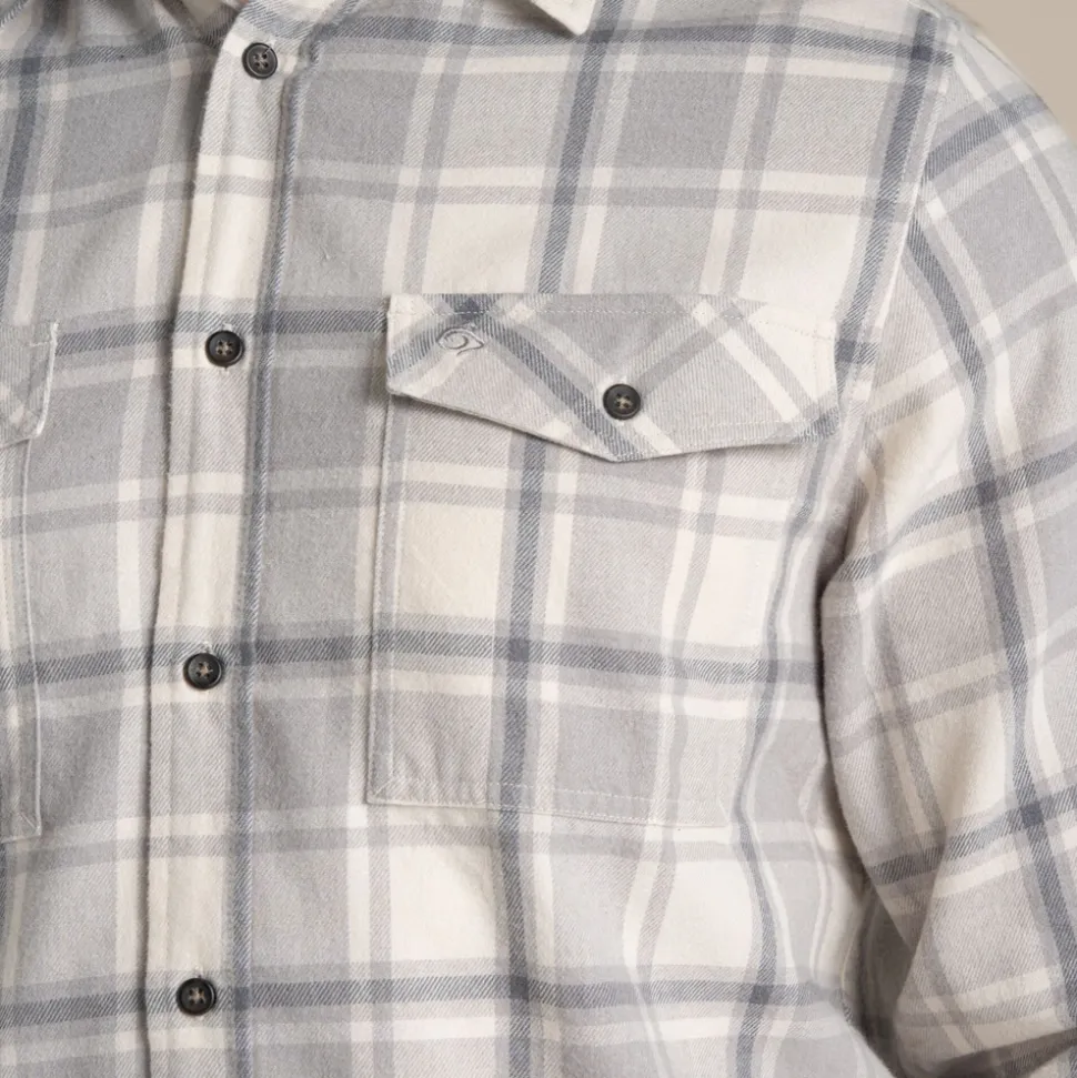 Kiwi Hemd mit langem Ärmel und Karomuster | Soft Grey Marl Check