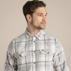 Kiwi Hemd mit langem Ärmel und Karomuster | Soft Grey Marl Check