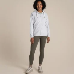 Mari Full Zip Fleece mit Kapuze für Damen | Light Grey Marl