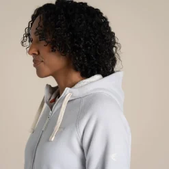 Mari Full Zip Fleece mit Kapuze für Damen | Light Grey Marl