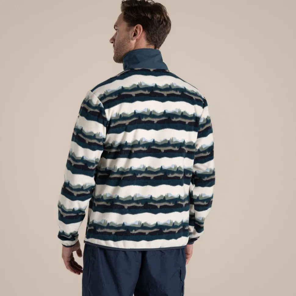 National Trust Losehill Half Zip Fleece für Herren | Tranquil Blue Print