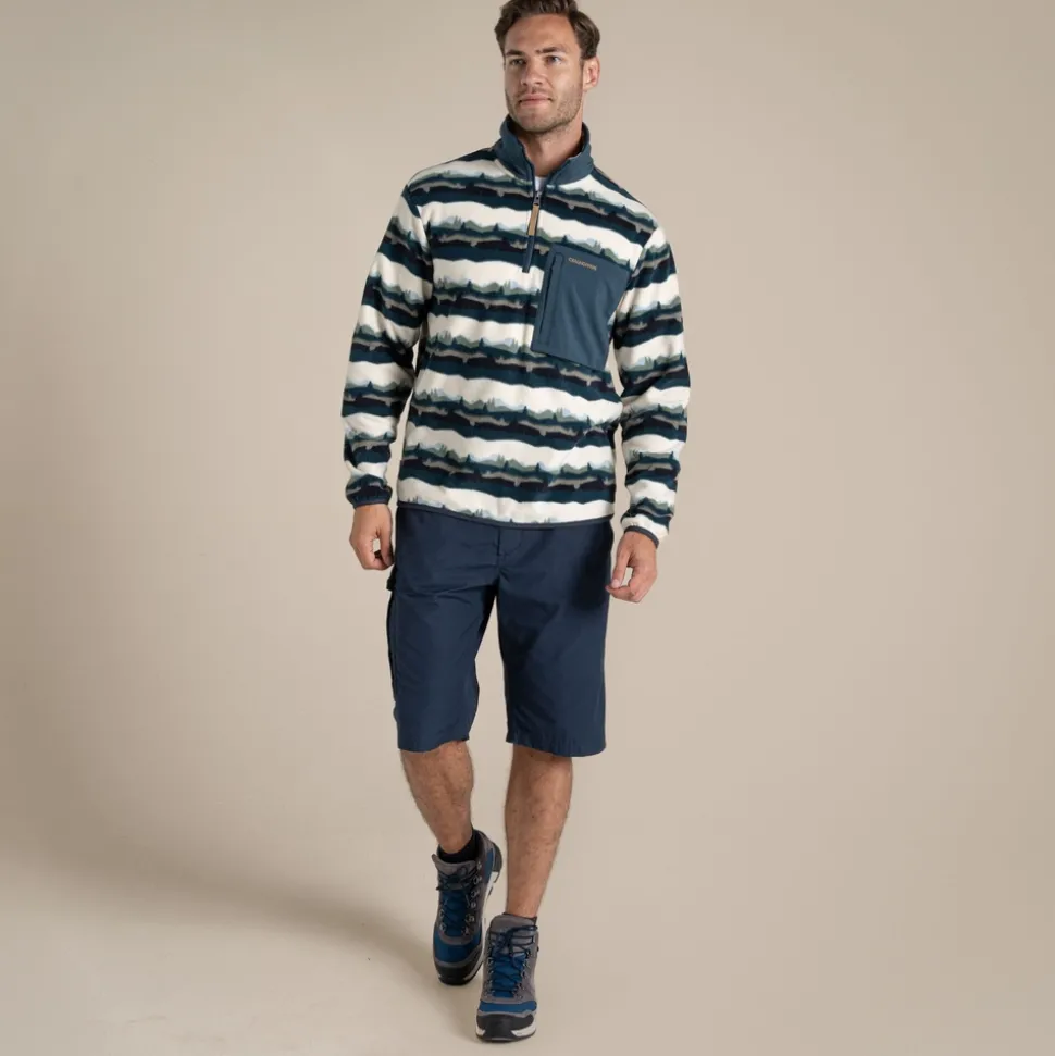 National Trust Losehill Half Zip Fleece für Herren | Tranquil Blue Print