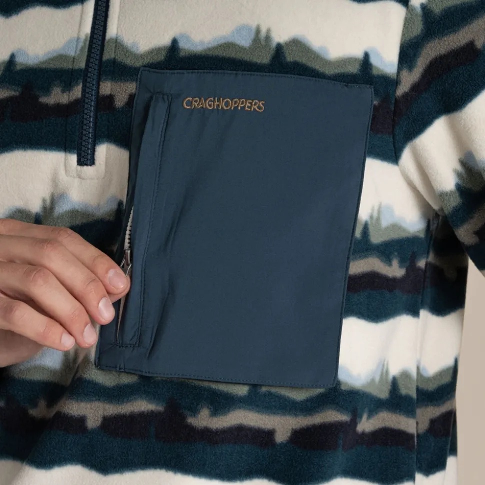 National Trust Losehill Half Zip Fleece für Herren | Tranquil Blue Print