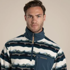 National Trust Losehill Half Zip Fleece für Herren | Tranquil Blue Print