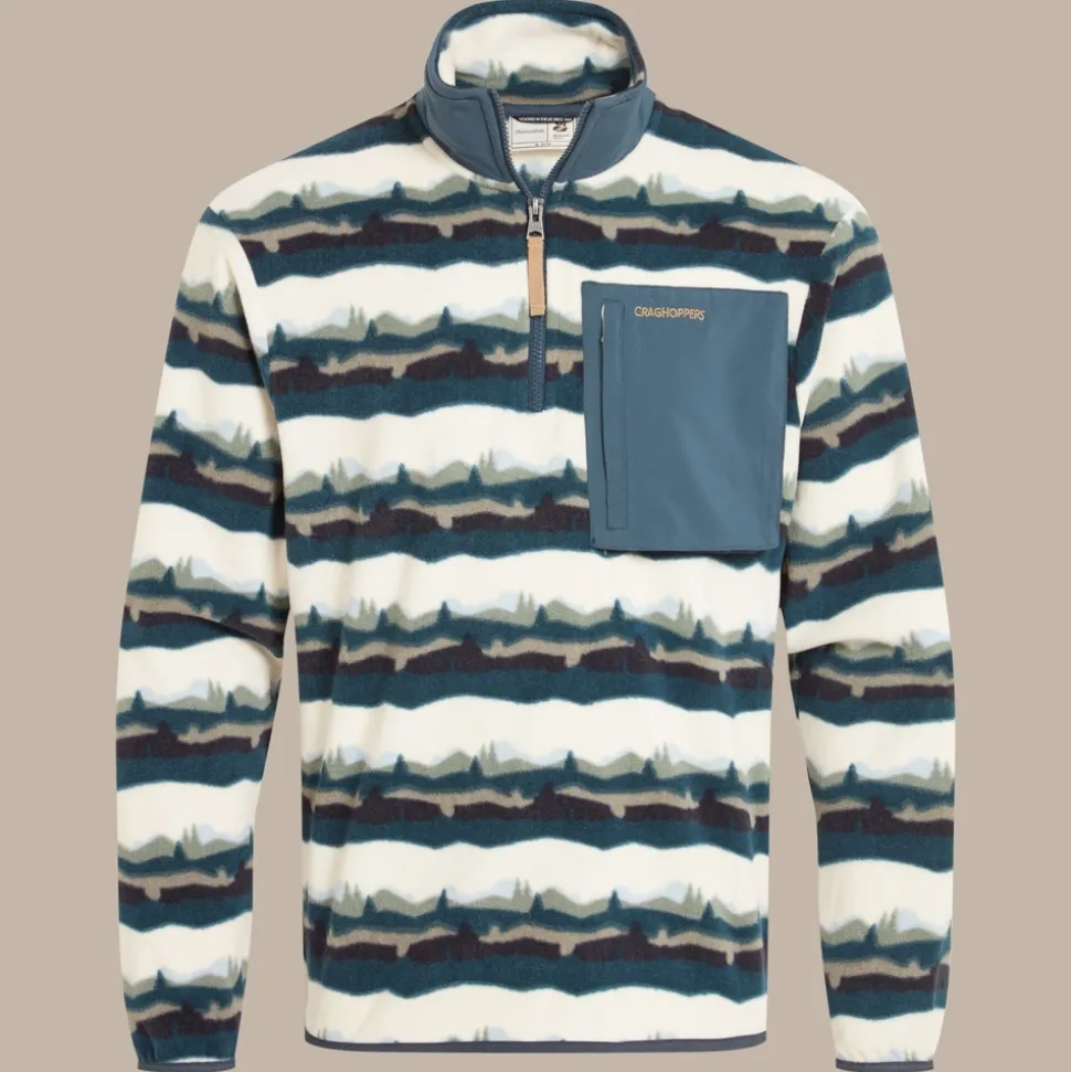 National Trust Losehill Half Zip Fleece für Herren | Tranquil Blue Print